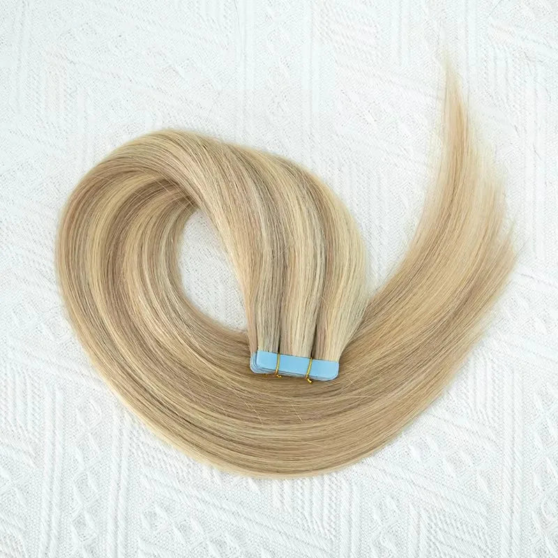 Tape in Human Hair Extensions Brown Seamless Tape in Hair Extensions Skin Weft PU Tape On Hair 12"-24" Machine Remy Tape ins