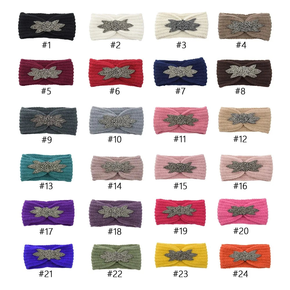 Knitted Rhinestone Butterfly Headband - Fashionable Hair Accessory