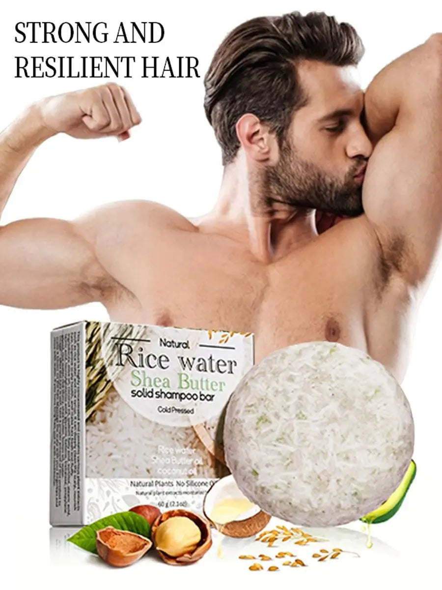XF 60g Rice Shampoo Bar 100% Natural Organic Solid Soap for Hair Care Anti-Hair Loss and Repair Damaged Hair