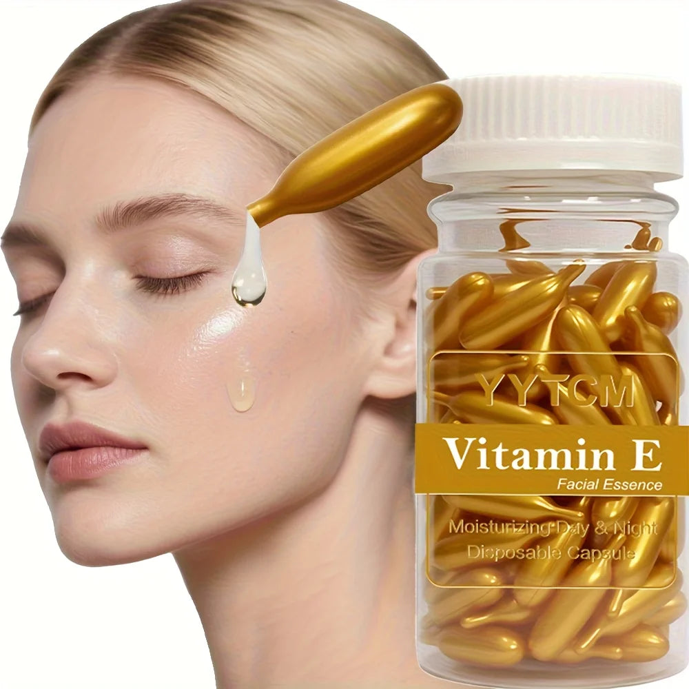 Vitamin E Serum Capsules, Single-Use Essence Capsules, Hydrating and Moisturizing Facial Skin, 90 Capsules/Bottle - 1 Bottle