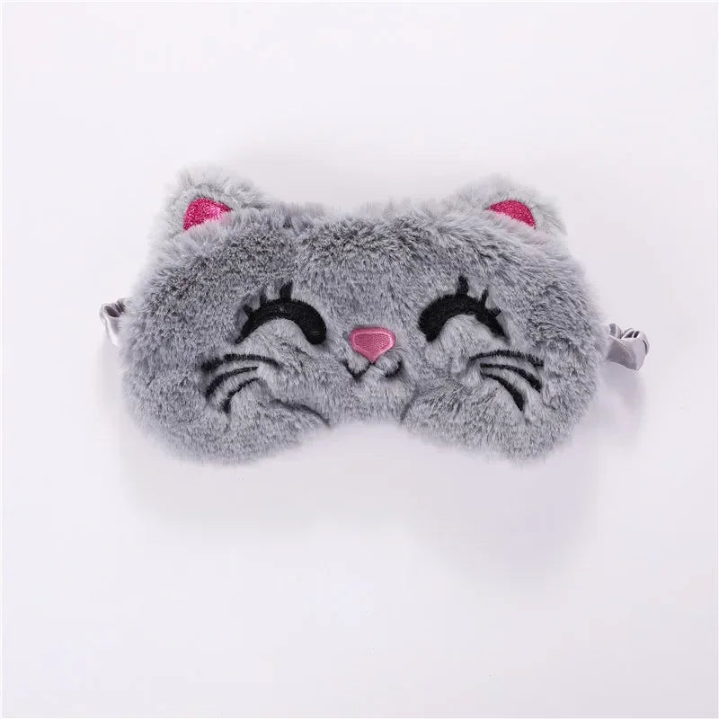 Plush Sleep Mask Cute Koala Rabbit Sort Blindfold Eye Band Aid Cover Night Dream Mask Cotton Bandage  for Sleeing Relax