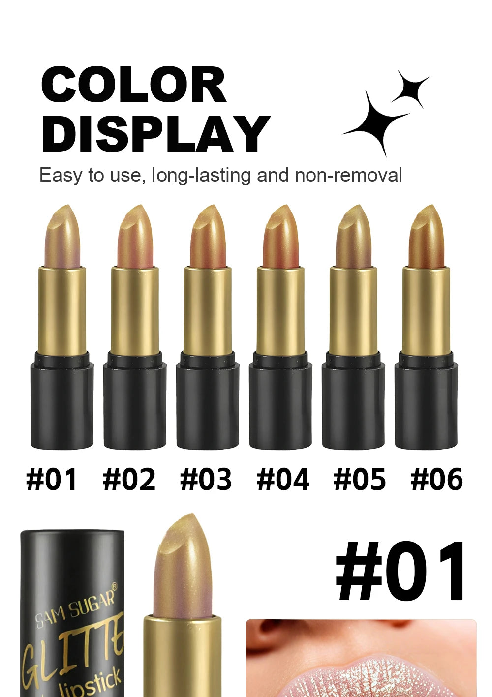 Shimmer Lipstick Moisturizing Long Lasting Waterproof Non Transfer Pearlescent Glossy Lip Gloss