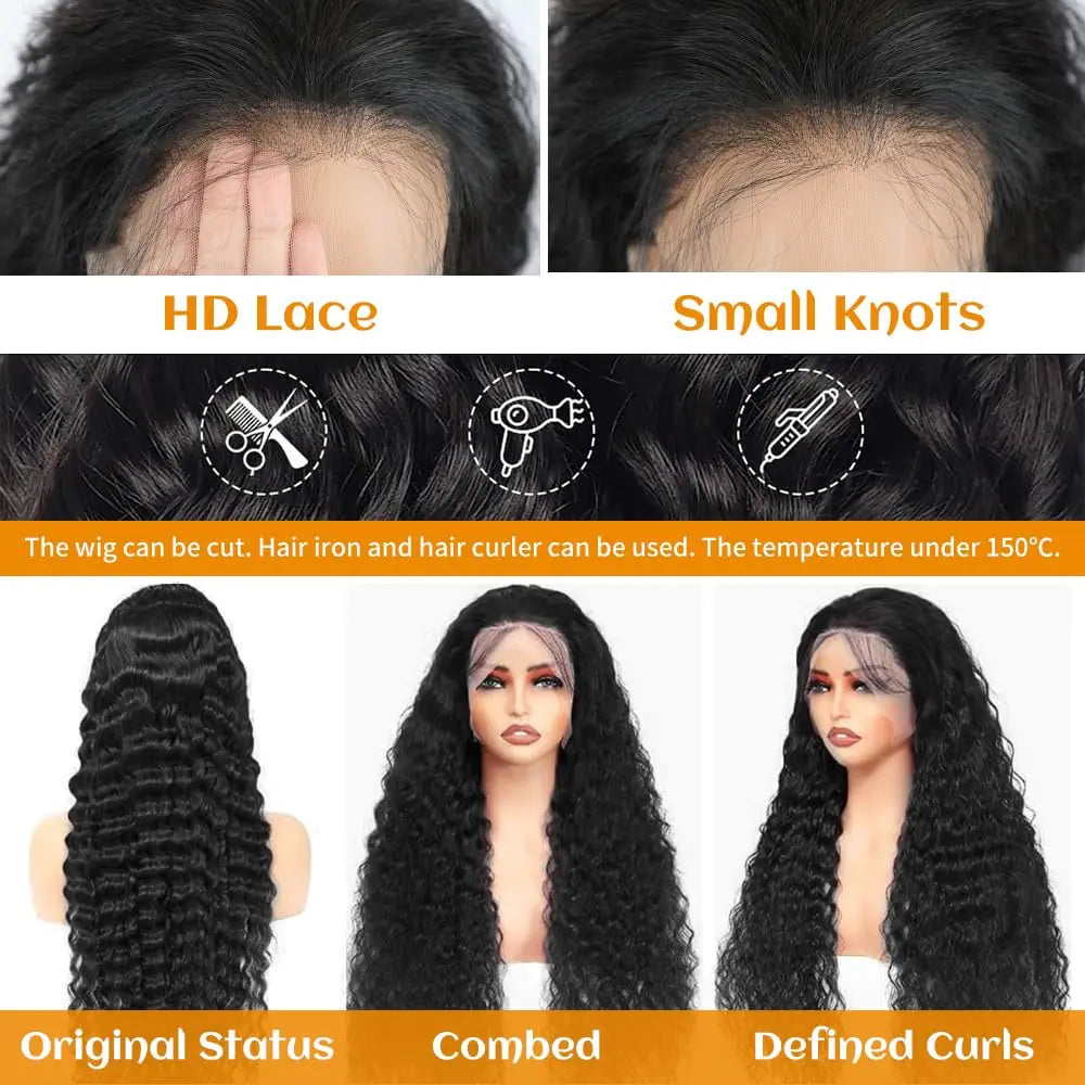 13x6 Human Hair Wig HD Lace Frontal Human Hair Wigs For Women 30 36 Inch Loose Deep Wave Curly Brazilian 13x4 Lace Front Wigs