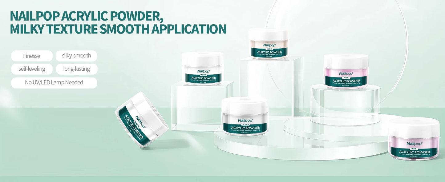 NAILPOP Professional Acrylic Nail Powder Clear/Nudes/Pink Ultra Fine for Acrylic Nail Art 3D Tips Carving French Nails Extension