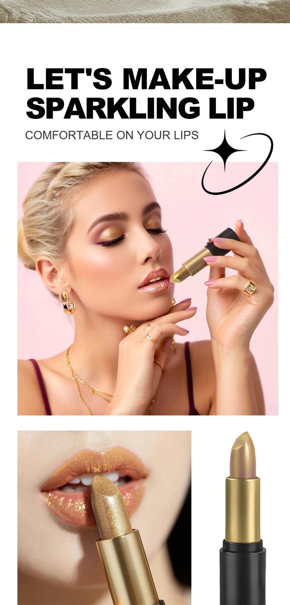 Shimmer Lipstick Moisturizing Long Lasting Waterproof Non Transfer Pearlescent Glossy Lip Gloss