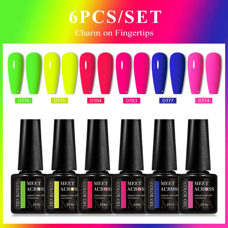 6pcs Gel Nail Polish Set HEMA Free 7ml Semi Permanent Soak Off UV Gel Varnish Nail Art Decoration Christmas Nails Nail Supplies