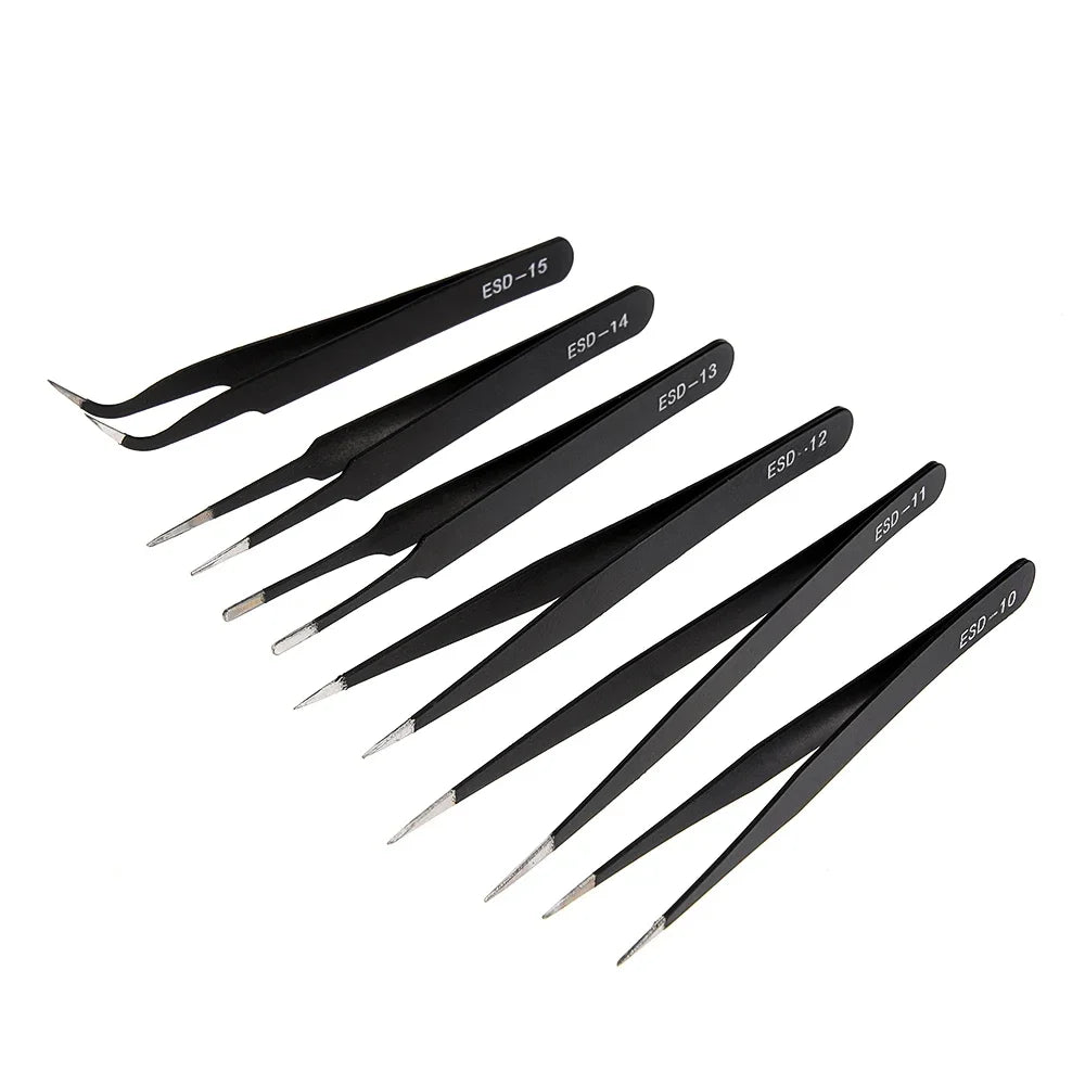 Nails Art Stainless Steel Curved Straight Black Tweezer for 3D Sticker Rhinestones Nipper Picking manicure Tools Sequins Bead