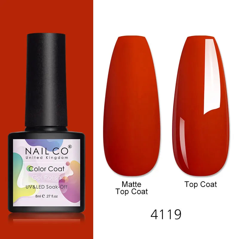 NAILCO 8ml Pink Red Colors Gel Nail Polish Nail Art Varnishes Gel Lacquer Coat LED Nails Manicure Design UV Gel Varnish Soak Off