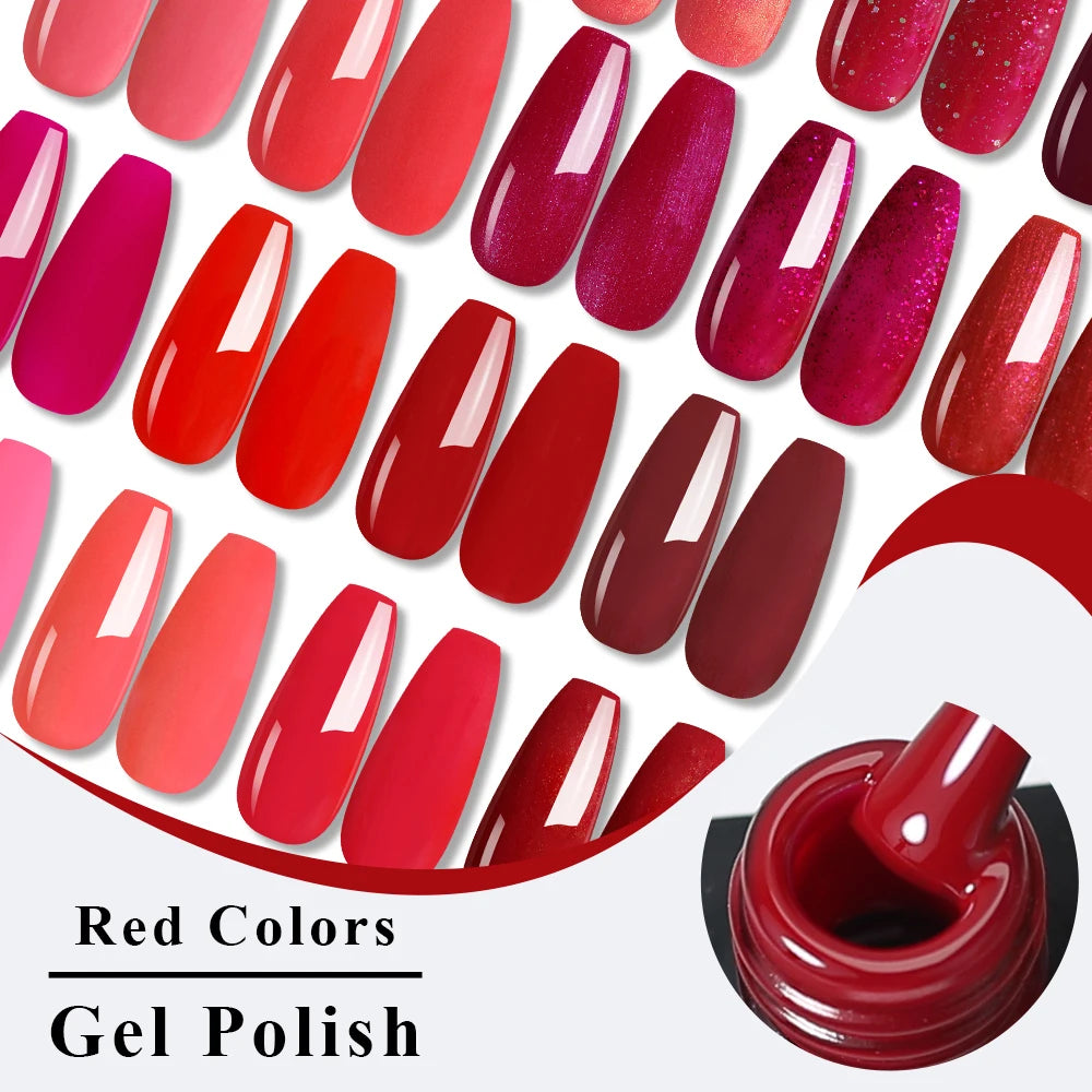 NAILCO Red Colors Series 15ML Nail Gel Polish Nail Supplies Semi Permanent For Nail  Art Manicure Soak Off LED UV Hybrid Varnish
