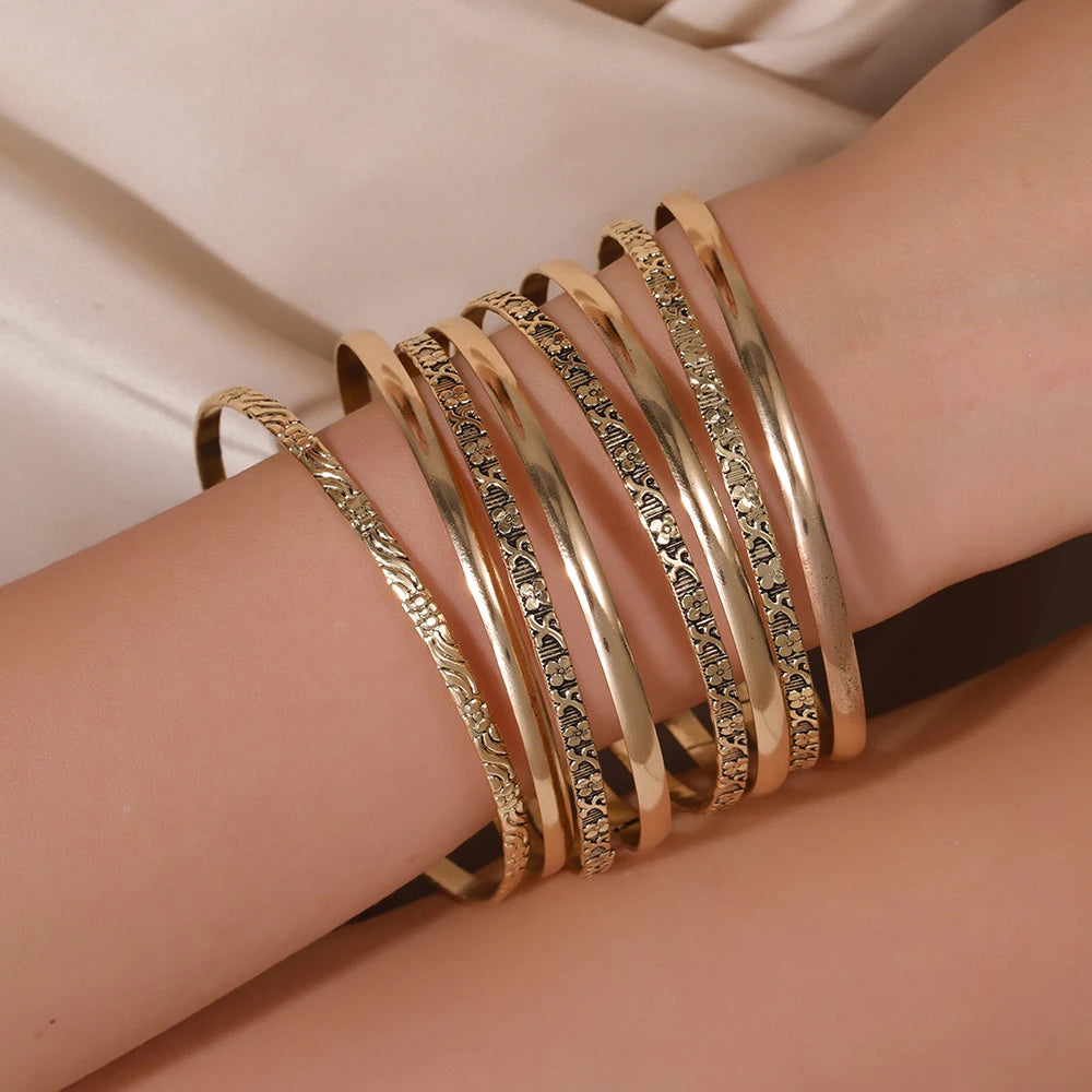 NADEEM Fashion Vintage Metal Layer Flower Bangles for Women Luxury Charm Bracelets Party Jewelry Wholesale Gifts