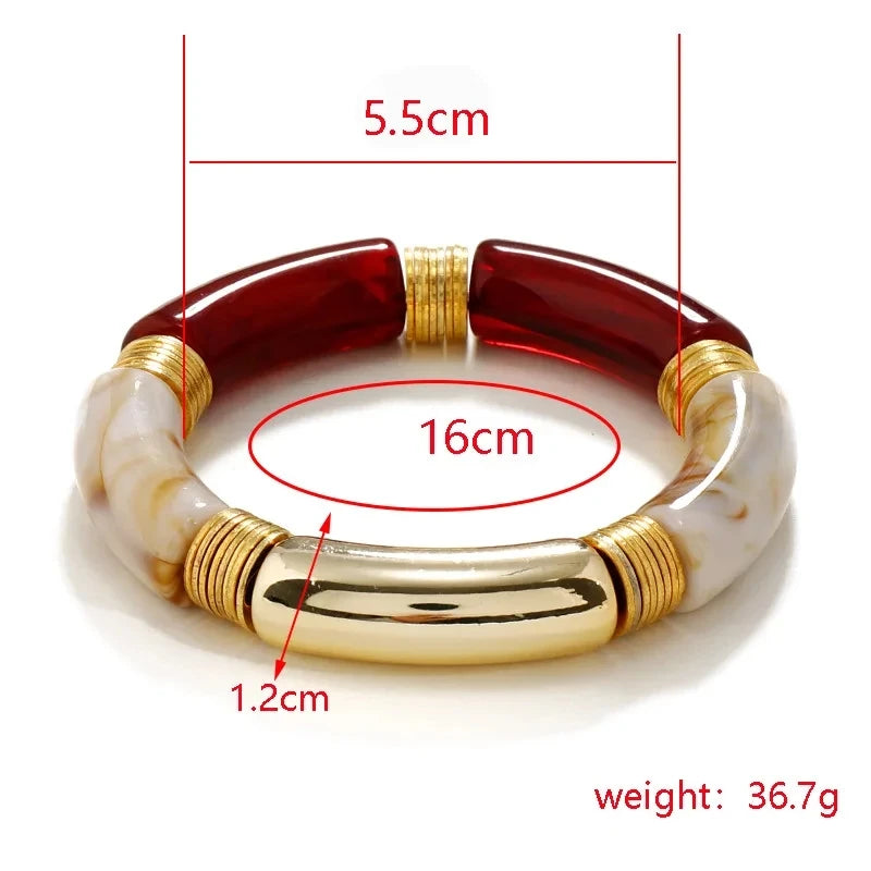 XIALUOKE Retro Style Stretch Bracelet For Women Female Hot Sale Vintate Temperament Resin Acrylic Bracelet Modern Jewelry