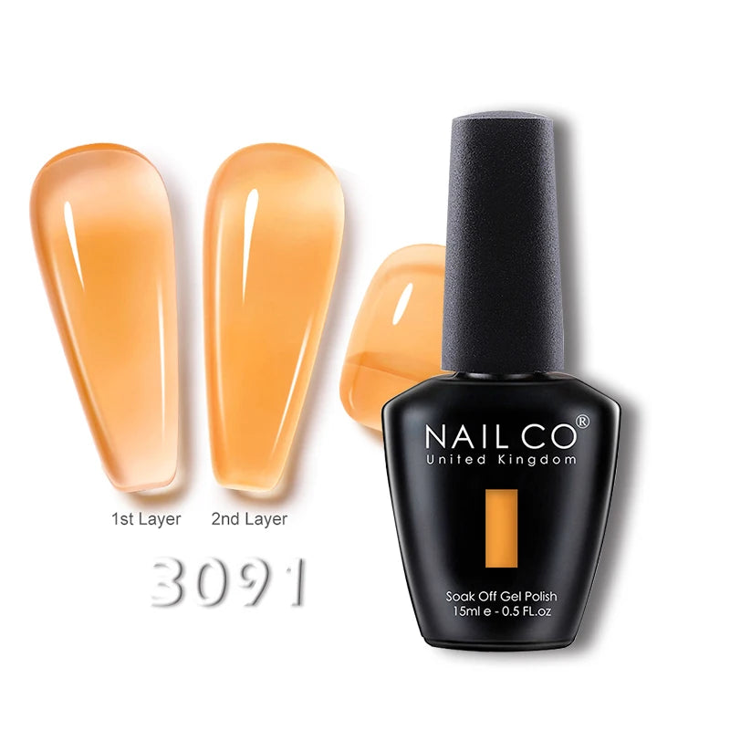 NAILCO 15ml Translucent Gel Nail Polish Semi-permanent Enamels Varnish For UV Nails Art Hybrid LED Nail Gel Transparent Manicure