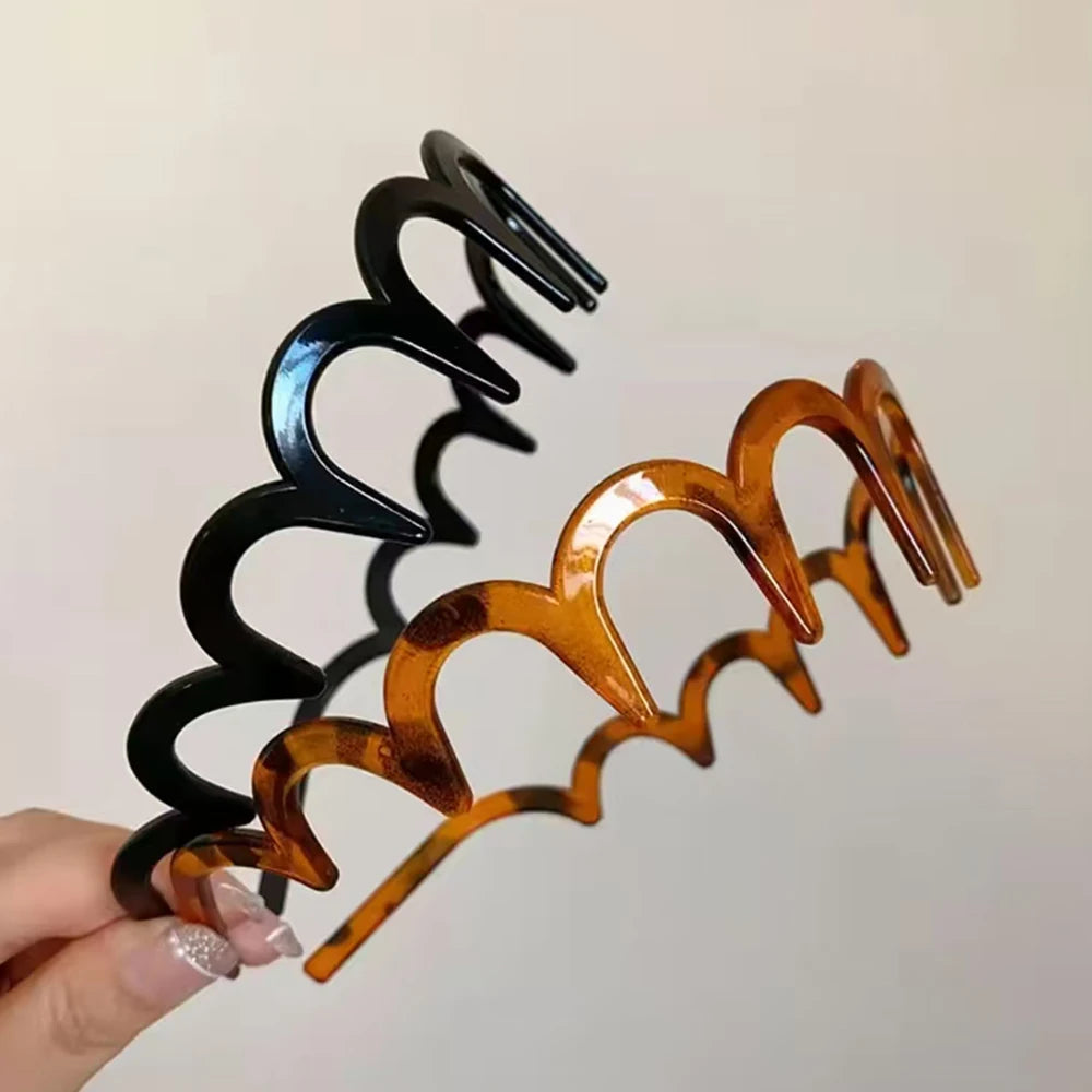 Brown Resin Hairband - Wave Toothed Non-Slip Hair Comb