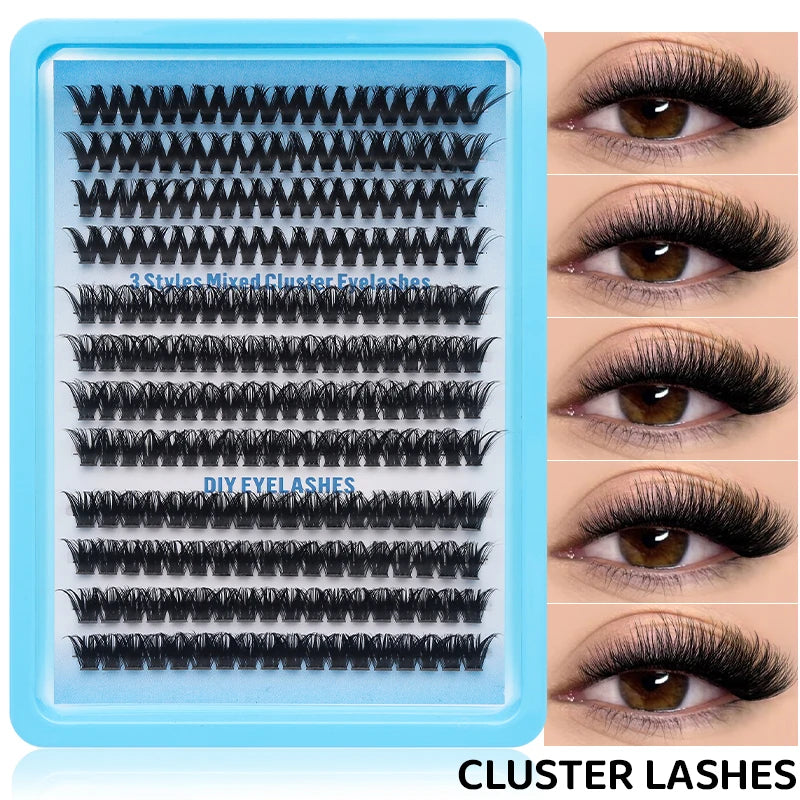 DINGSEN Eyelashes Cluster Soft Individual Lashes Eyelashes Extensions Volume DIY Eyelashes Kit Thick Cluster Eyelash Makeup