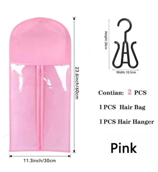1Set Wig Storage Bag With Hanger Hair Bags With Plastic Hanger For Virgin Hair Black Wig Organizer Hangers For Multiple Wigs New