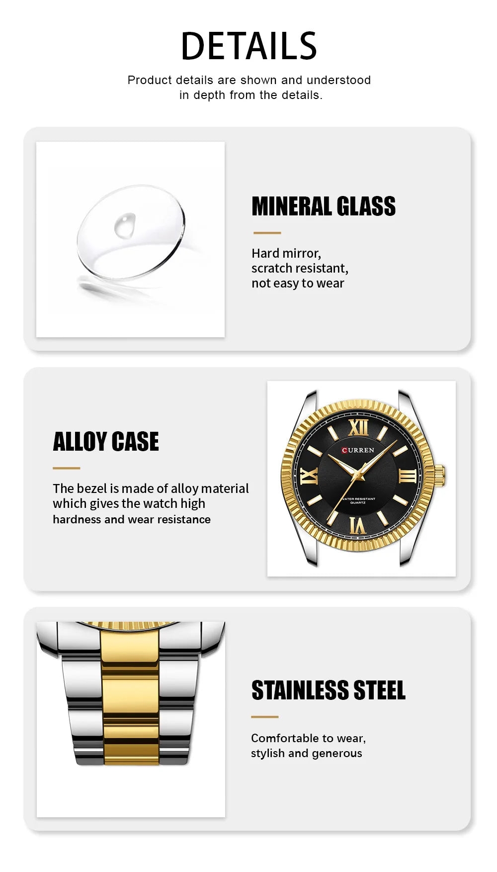 CURREN 8453 Men's Quartz Watch Fashionable Elegant Waterproof Luminous Stainless Steel Strap Business Men's Watch reloj hombre