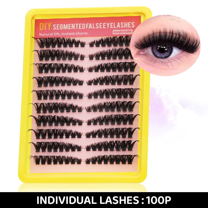 DINGSEN Eyelashes Cluster Soft Individual Lashes Eyelashes Extensions Volume DIY Eyelashes Kit Thick Cluster Eyelash Makeup