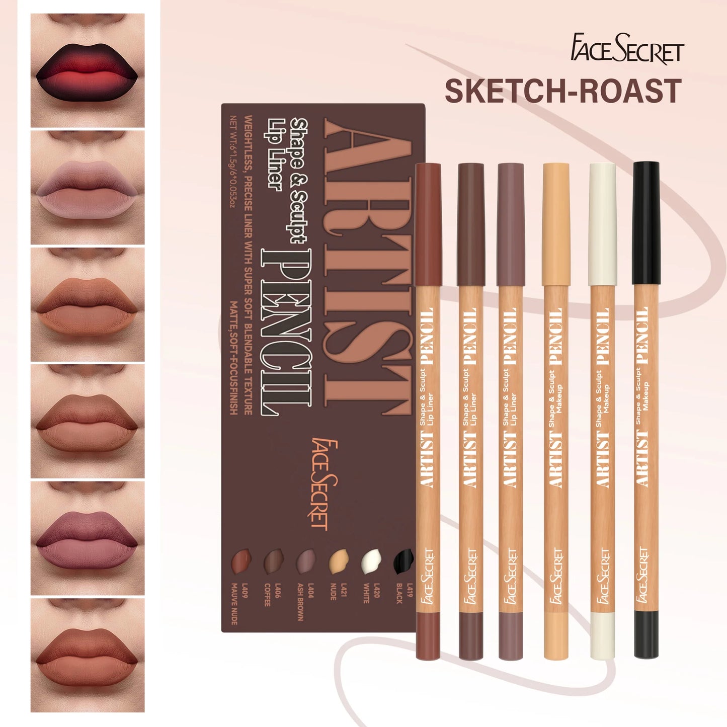 Thanks Giving Day Gift:6Pcs Lipliner Set,Nude/Pink/ Coffee Tones,Waterproof, Longlasting,Silk,Easy To Color,Women Makeup Combo,