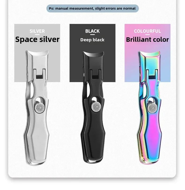 Nail Clippers Stainless Steel Wide Jaw Opening Manicure Fingernail Cutter Thick Hard Ingrown Anti Splash Toenail Scissors tools
