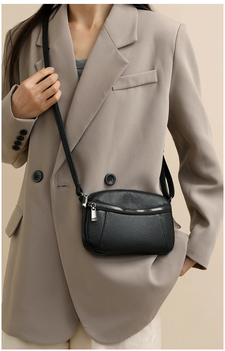 100% Cowhide New Luxury Small Handbags Brand Designer Genuine Women Crossbody Shoulder Bags Fashion Leisure Ladies Traveling Bag