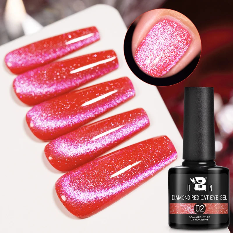7.5ml Red Glitter Gel Nail Polish Crystal Semi Permanent Soak Off UV Gel Varnish Nail Art Manicure Base Matte Top Coat Vernis