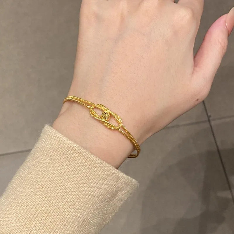 Sparkling exquisite crushed ice ball knot bracelets for women light luxury retro High quality bangles banquet jewelry gifts