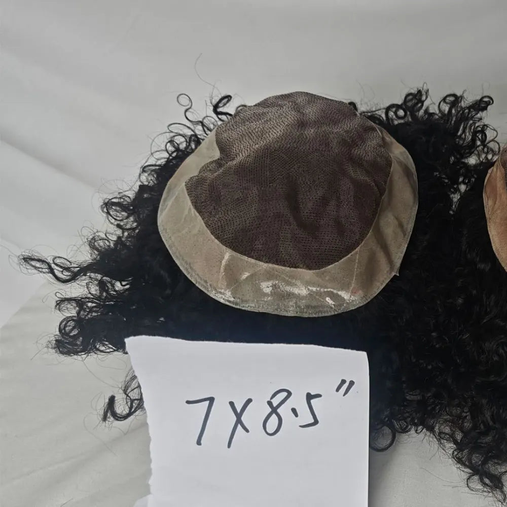 Human Hair Men Toupee Franch Lace Man's Hair Replacement System Wigs Mono Lace Hairpiece With PU Natural Black Color