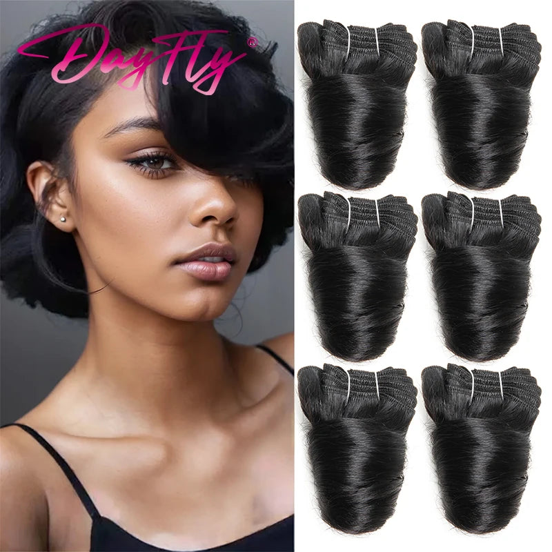 Short Hair Bundles Brazilian Hair Weave Bundles 6 Pcs/Lot Funmi Curly 8-12 Inch Bouncy Curly Hair Extensions For Black Women