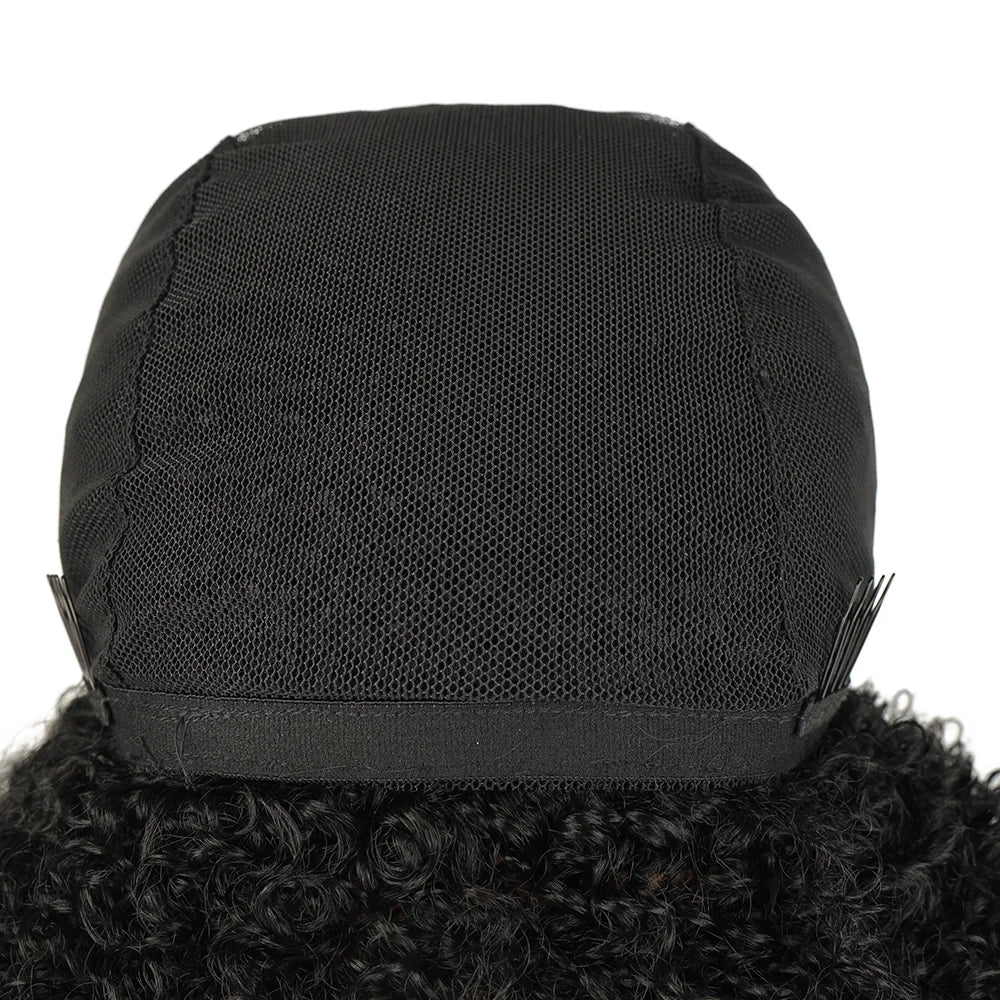 Short Afro Curly Wig with Bangs - Synthetic Natural Curly for Women