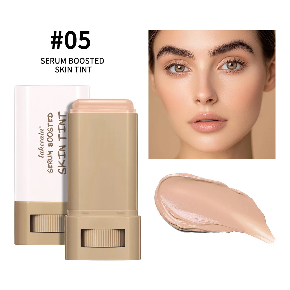 Foundation Stick  Serum Boosted Skin Tint Balm Silky Texture Moisturizing Coverage Plumper Natural Even Skin Tone Travel Makeup
