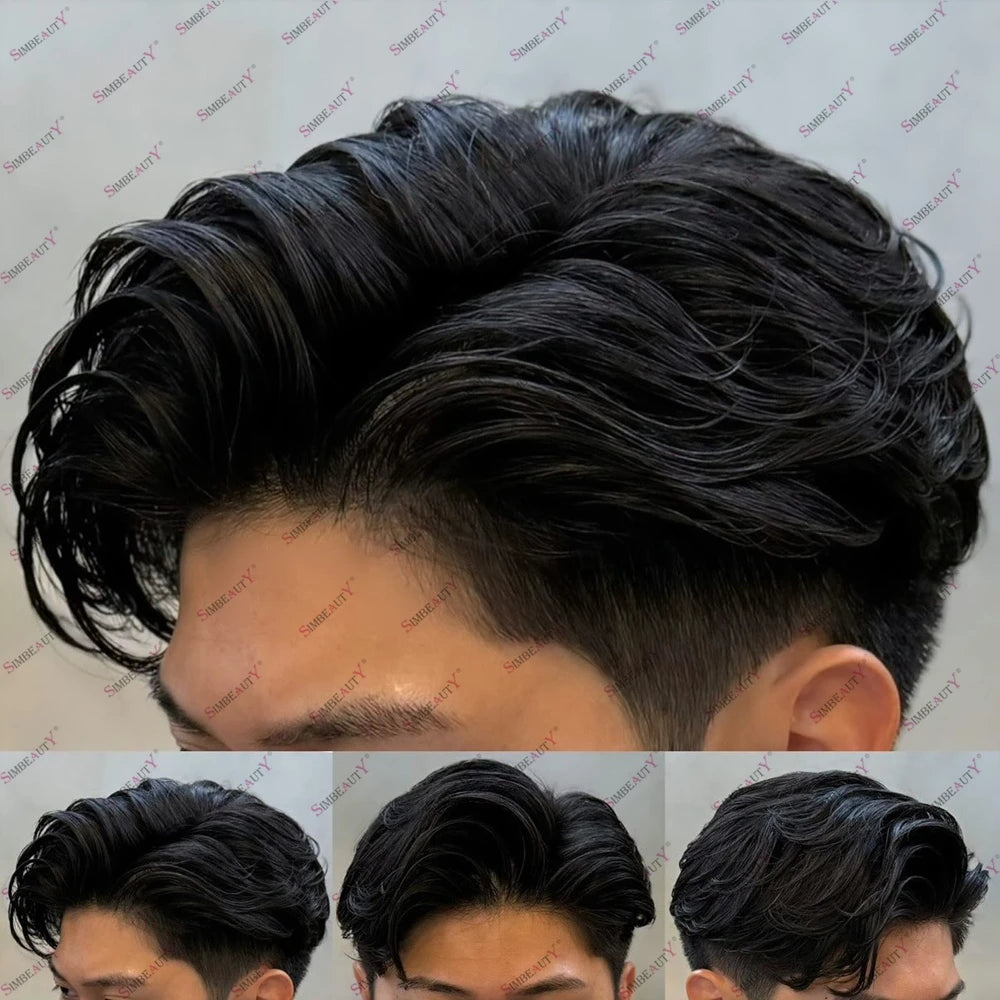 Men's Hair Replacement System - 30mm Wave Toupee with Skin Base