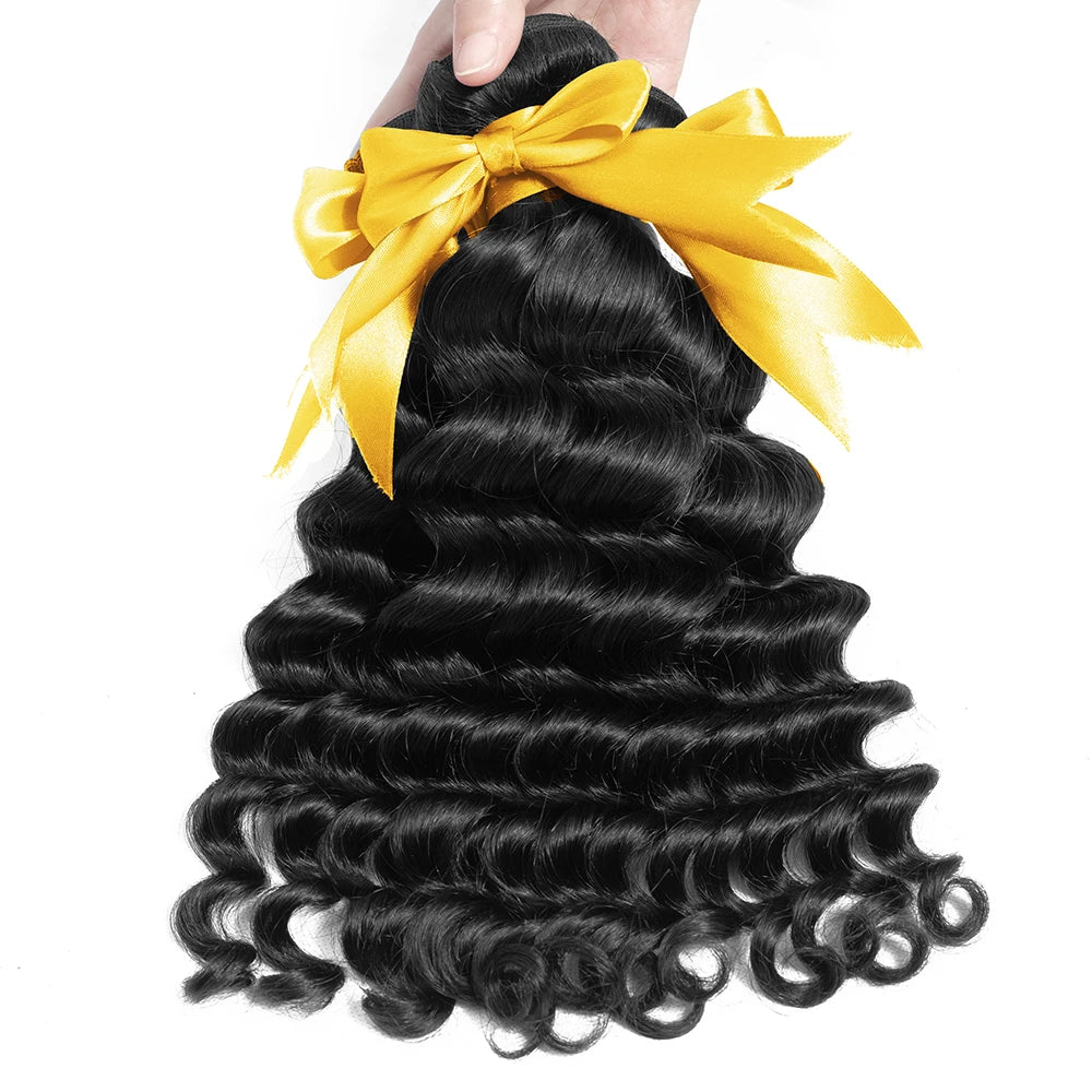 Brazilian Curly Human Hair Weave Bundles Loose Deep Wave 3 4  Remy Hair Bundles 30 32 34 36 Inch Hair Extensions Double Drawn