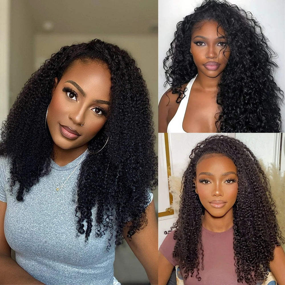 Alipearl Hair Brazilian Curly Human Hair Half Wig For Black Women Natural Looking 180% Density Easy Clip-in Topper Free Parting