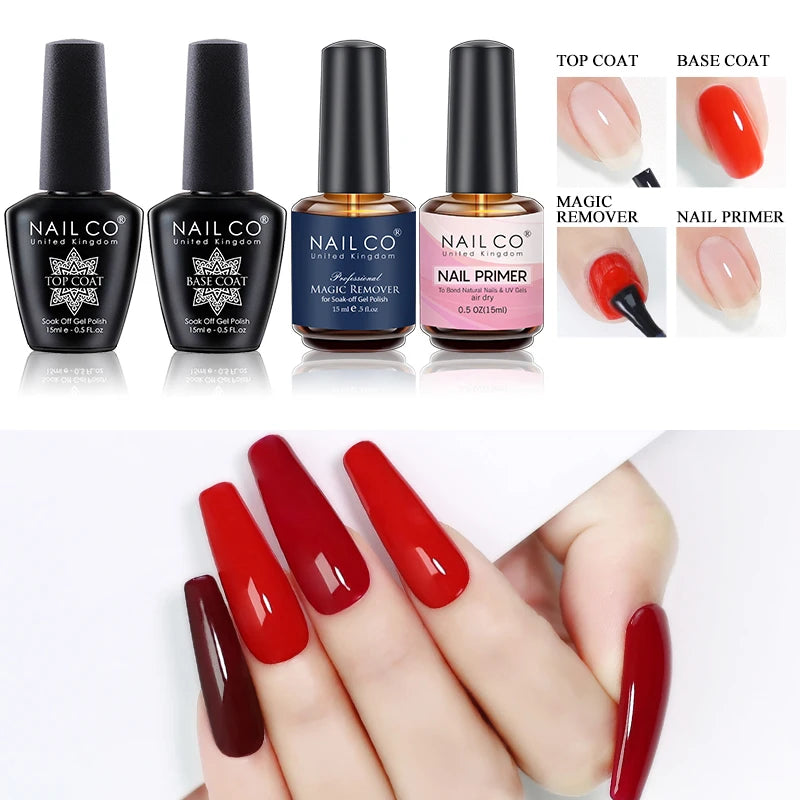 NAILCO 15ML Top coat Base coat Gel nail polish nails art Semi Permanent Lacquer Varnish Hybrid nail supplies for professionals