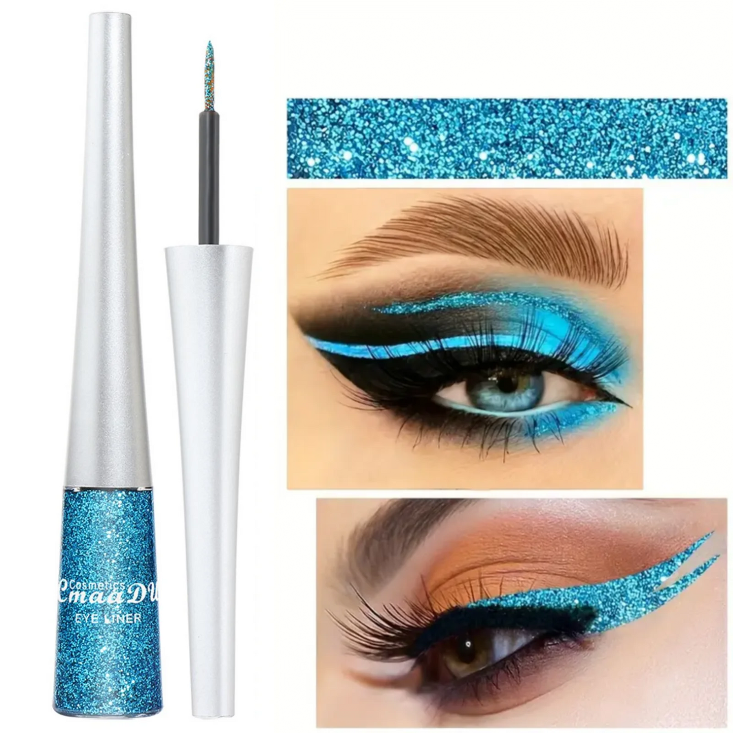 1PC Glittering Liquid Eye Shadow, Eyeliner, Pearlescent Sequins, High Saturation, Easy Makeup Removal, Suitable for Festivals