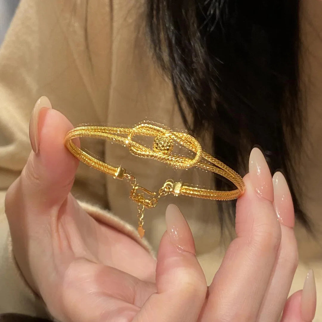 Sparkling exquisite crushed ice ball knot bracelets for women light luxury retro High quality bangles banquet jewelry gifts