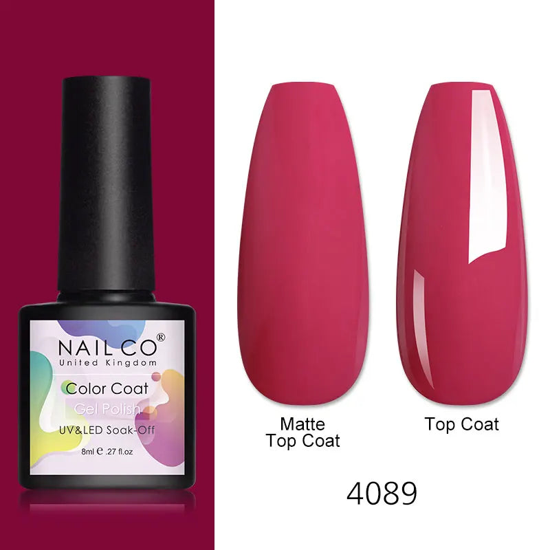 NAILCO 8ml Pink Red Colors Gel Nail Polish Nail Art Varnishes Gel Lacquer Coat LED Nails Manicure Design UV Gel Varnish Soak Off