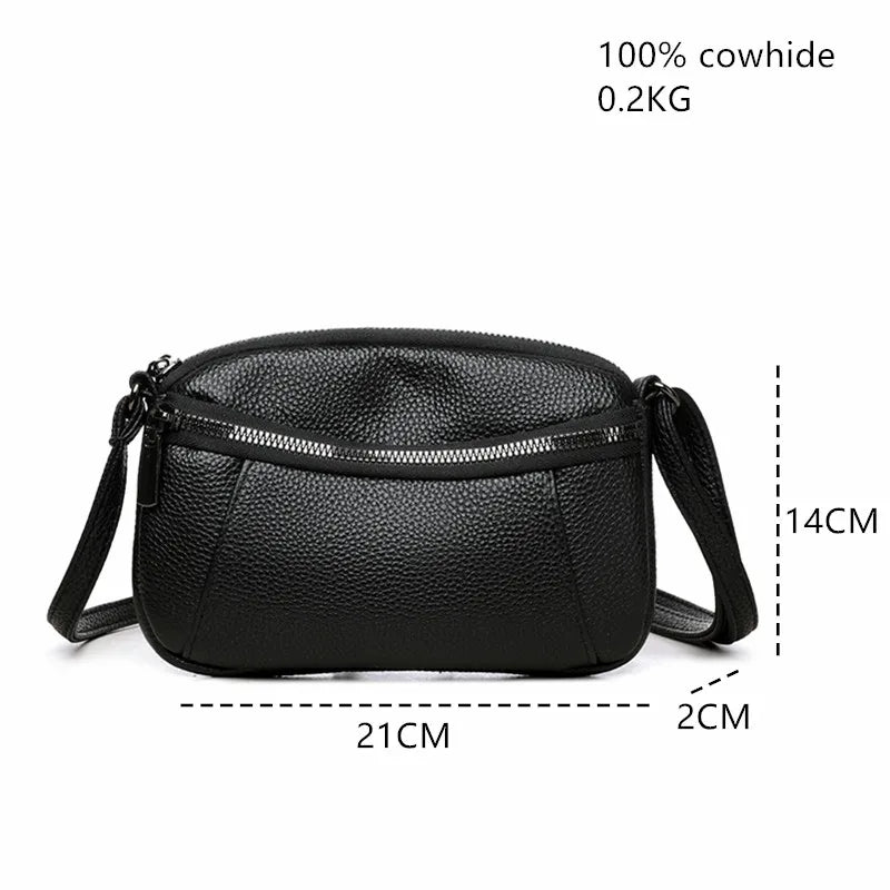 100% Cowhide New Luxury Small Handbags Brand Designer Genuine Women Crossbody Shoulder Bags Fashion Leisure Ladies Traveling Bag