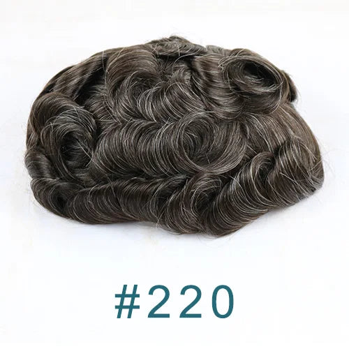Realistic Men's Toupee Durable NPU Bond Gray Male Human Hair Prosthesis Capillary System Natural Hairline Comfortable Fine Mono