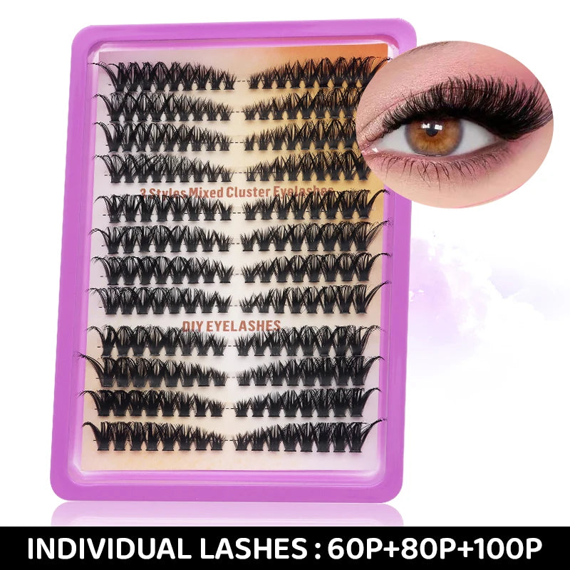 DINGSEN Eyelashes Cluster Soft Individual Lashes Eyelashes Extensions Volume DIY Eyelashes Kit Thick Cluster Eyelash Makeup