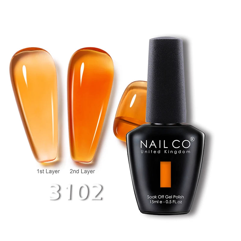 NAILCO 15ml Translucent Gel Nail Polish Semi-permanent Enamels Varnish For UV Nails Art Hybrid LED Nail Gel Transparent Manicure