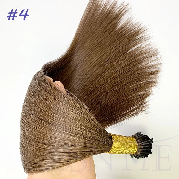 JSNME I Tip Hair Extensions Natural Real Human Fusion Capsule Keratin Hair Extensions Black Brown Blonde 1g/Strand  For Salon