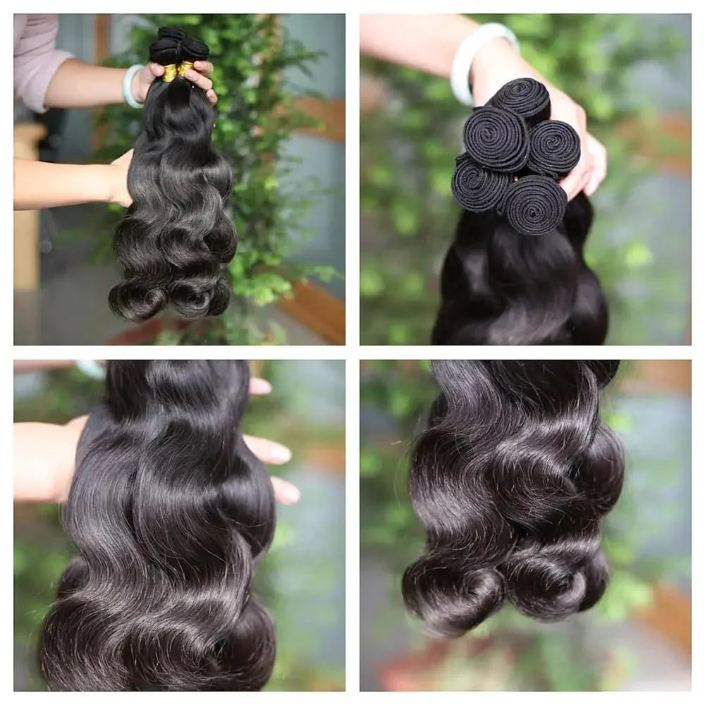 Body Wave Bundles Human Hair Indian Hair Weave Bundles 1/3/4 Pcs Bundles Natural Black 10-30 Inch Remy Hair Extensions Tissage