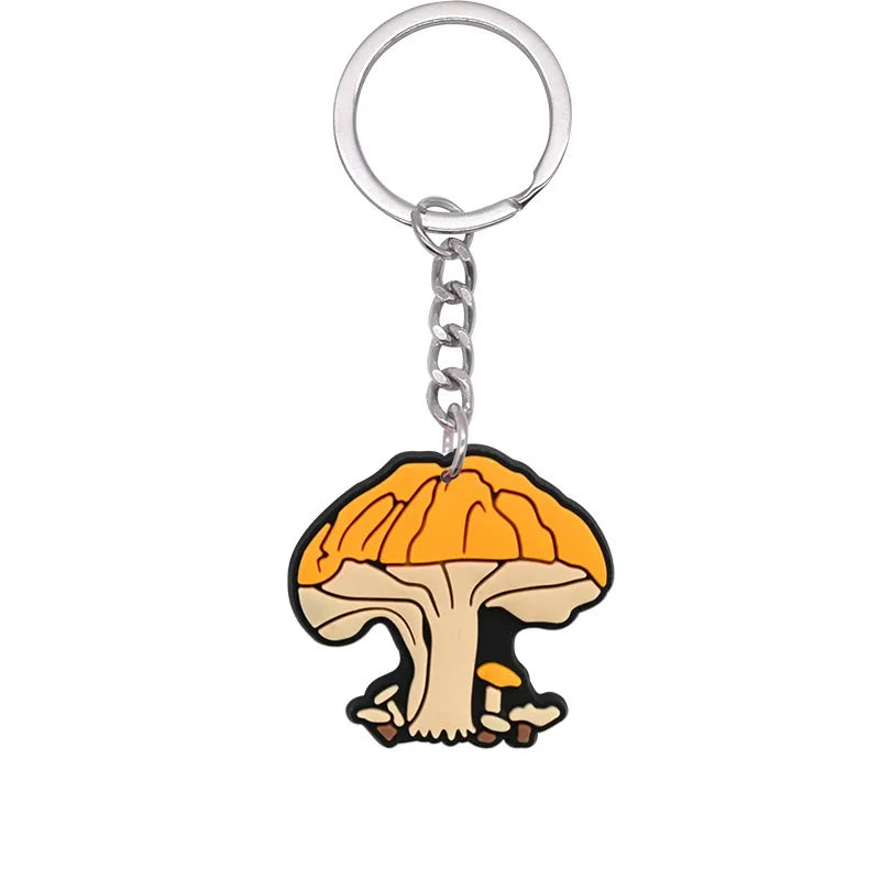 New Arrival 1/21Pcs Various Mushroom Silicone Key Chain Adult Keyring Agaric Car Key Pendant Decorations