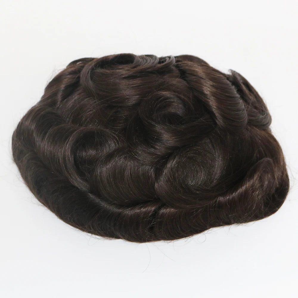 Realistic Men's Toupee Durable NPU Bond Gray Male Human Hair Prosthesis Capillary System Natural Hairline Comfortable Fine Mono