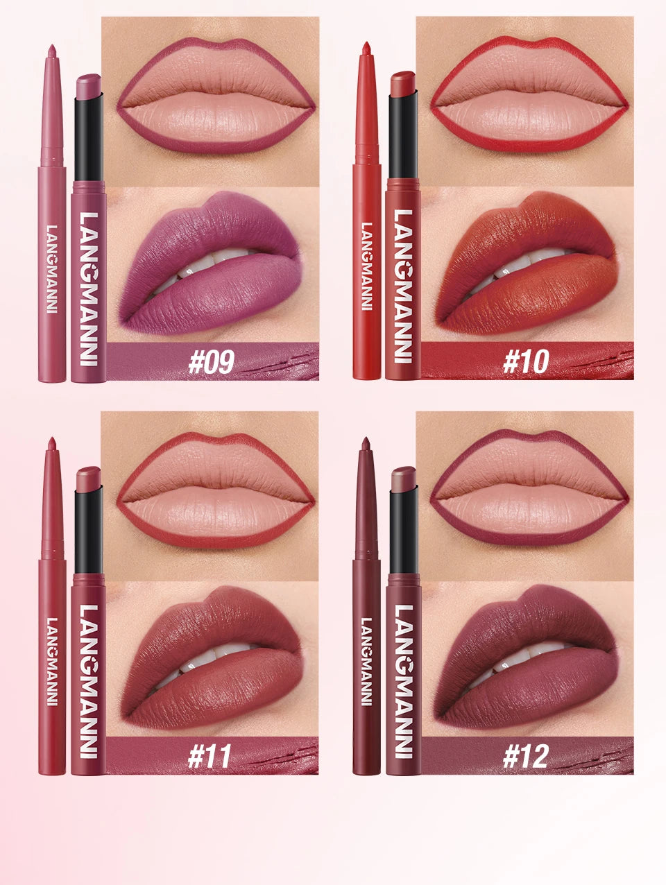 Integrated waterproof lipliner+lipstick lipstick lipstick set,no smudge,no fade,no cup,durable,easy to create a perfect makeup!