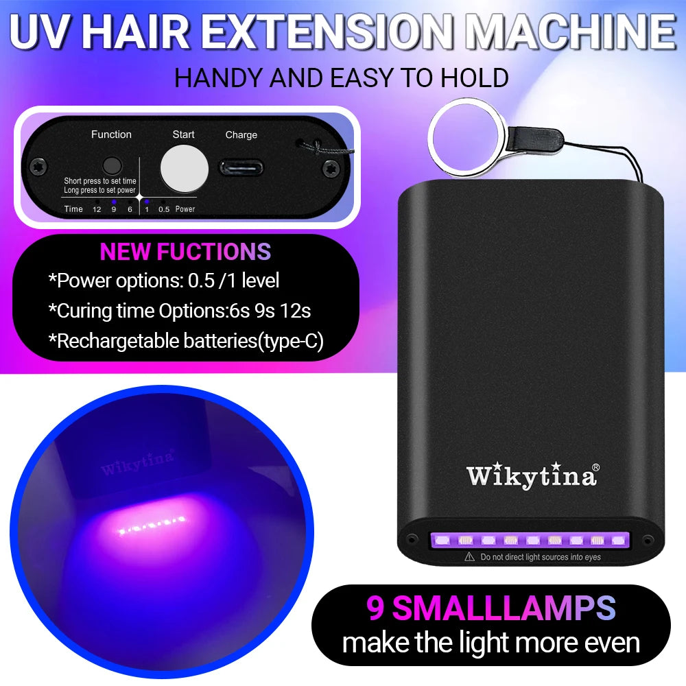 Professional UV Light Hair Extension Kit Complete Tool Set with UV Glue and Remover Machine - High-Quality Salon Styling Tools