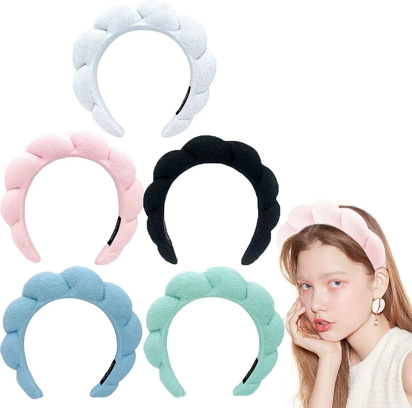 3 Piece Luxury Fiber Spa Headband and Wristband Set - Soft and Comfortable - Face Wash, Makeup Women's Hair Accessories Set