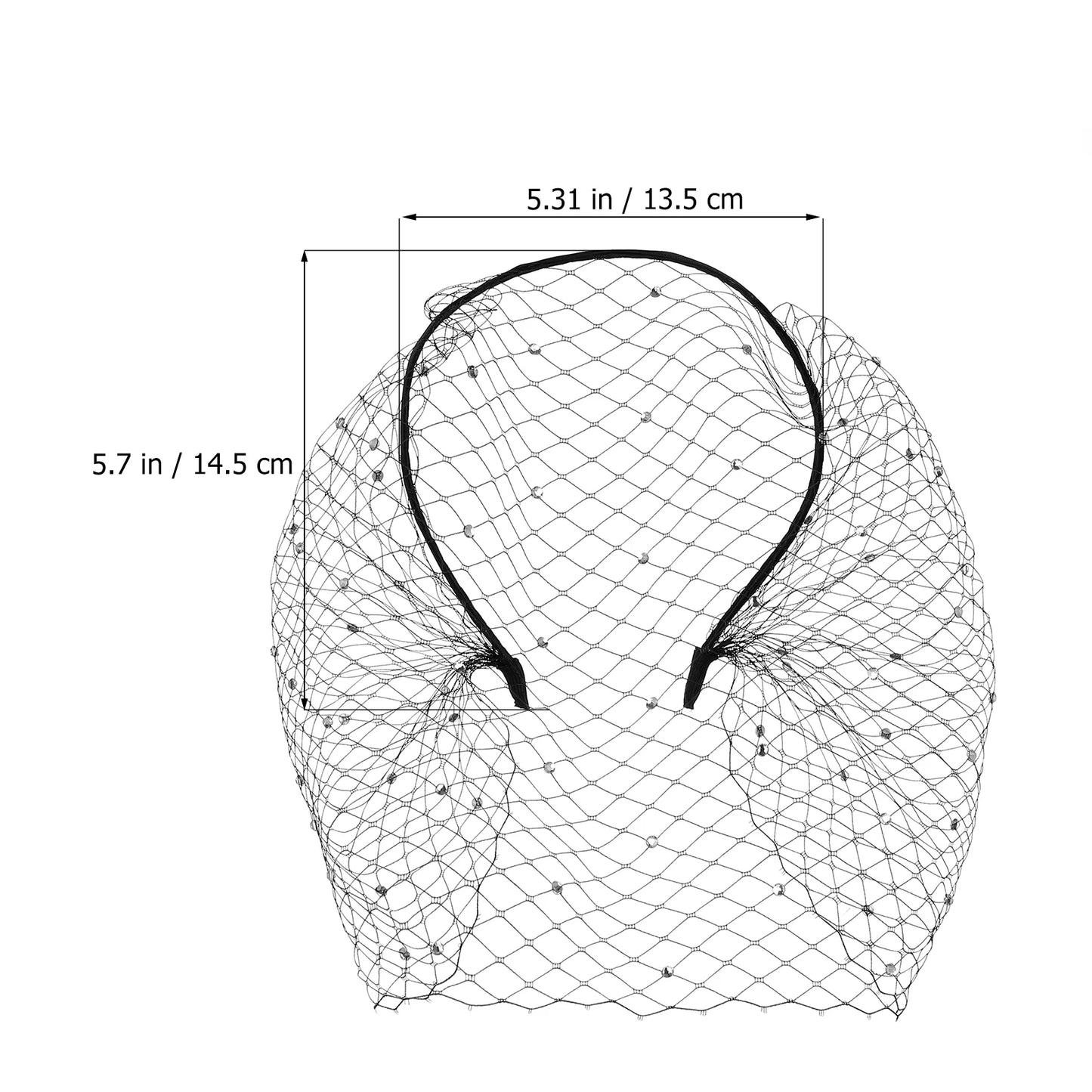 Headband Veil Fascinator - Black Mesh Birdcage Bridal Hair Accessory