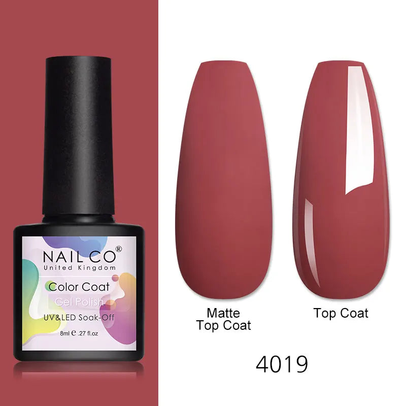 NAILCO 8ml Pink Red Colors Gel Nail Polish Nail Art Varnishes Gel Lacquer Coat LED Nails Manicure Design UV Gel Varnish Soak Off